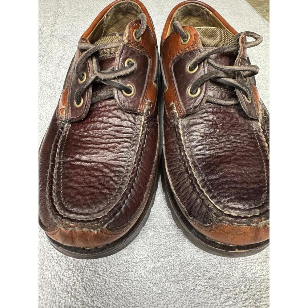 LL Bean Allagash Bison Handsewn Mens 7 Brown Leather Shoe Moc Toe